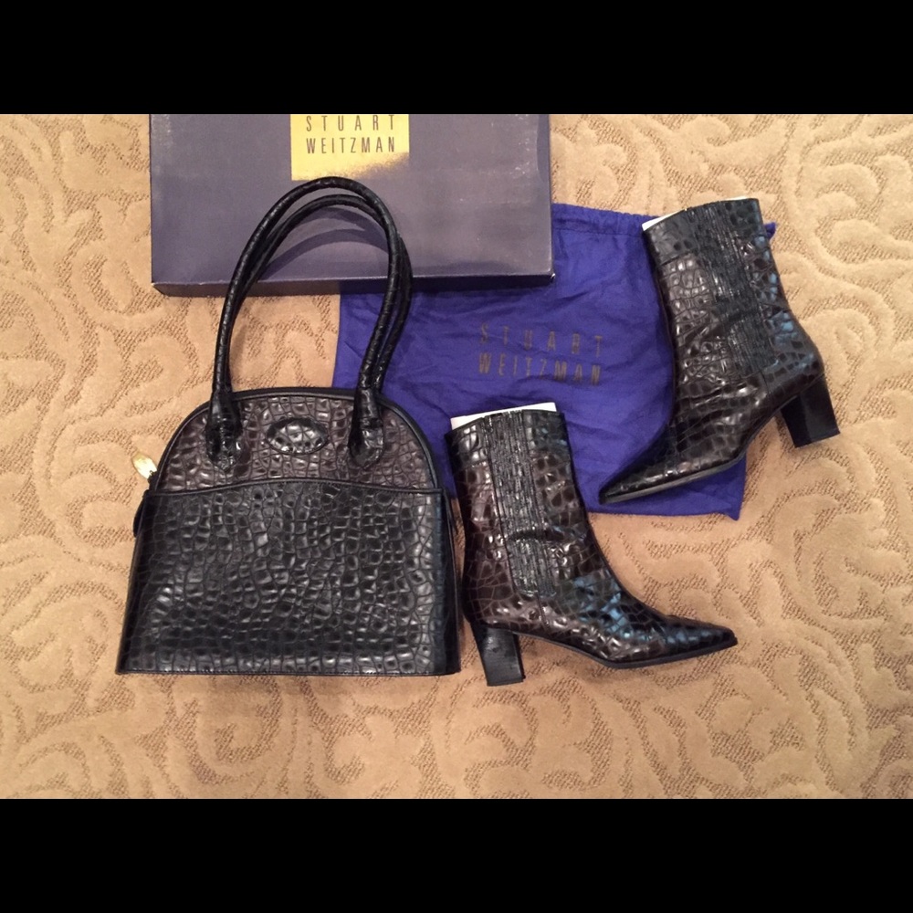 Purse & alligator vintage Stuart Weitzman boot.